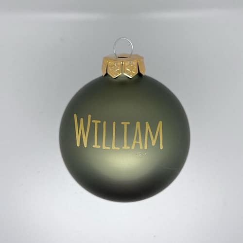 Personlig julekugle med navn, adventsgave, julegave, granit grøn, julen 2022