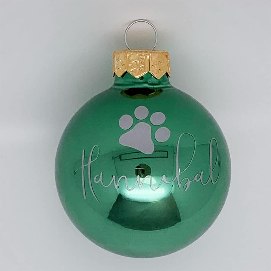 Grøn julekugle med egen tekst