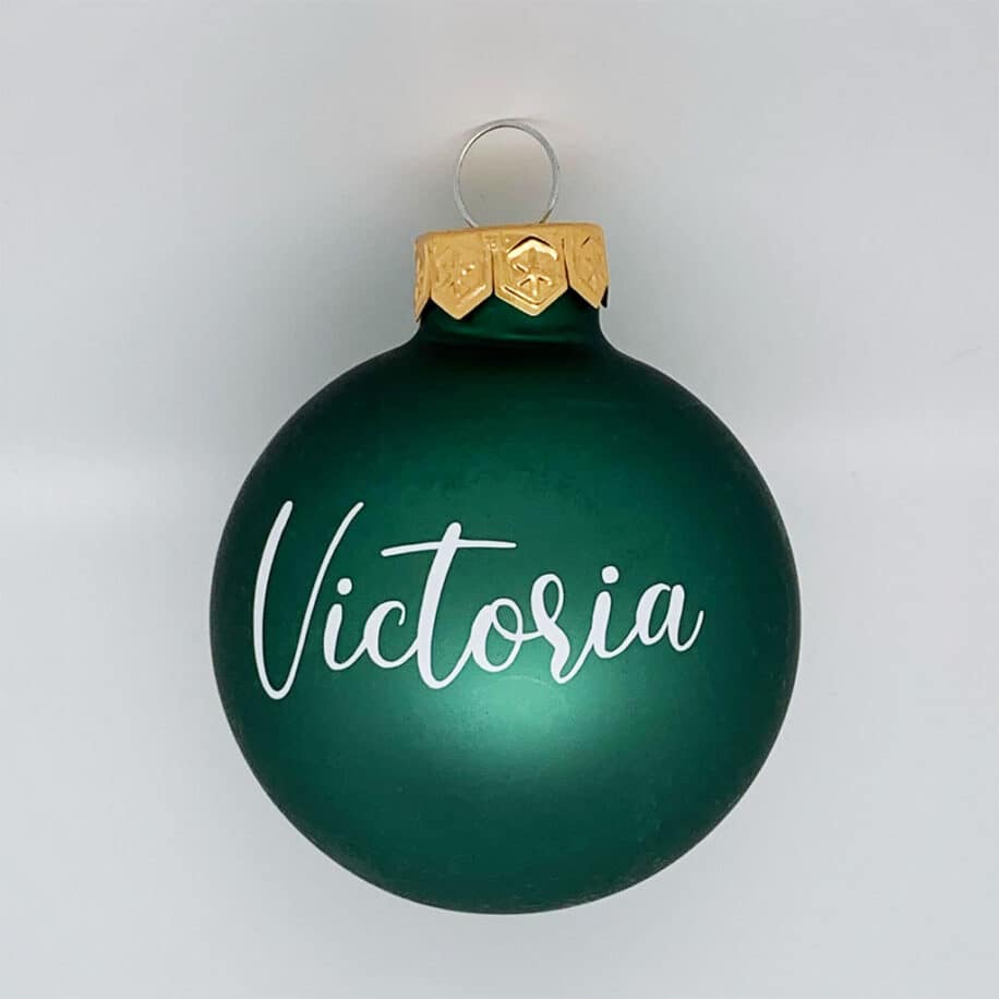 Grøn personlig julekugle egen tekst eget navn
