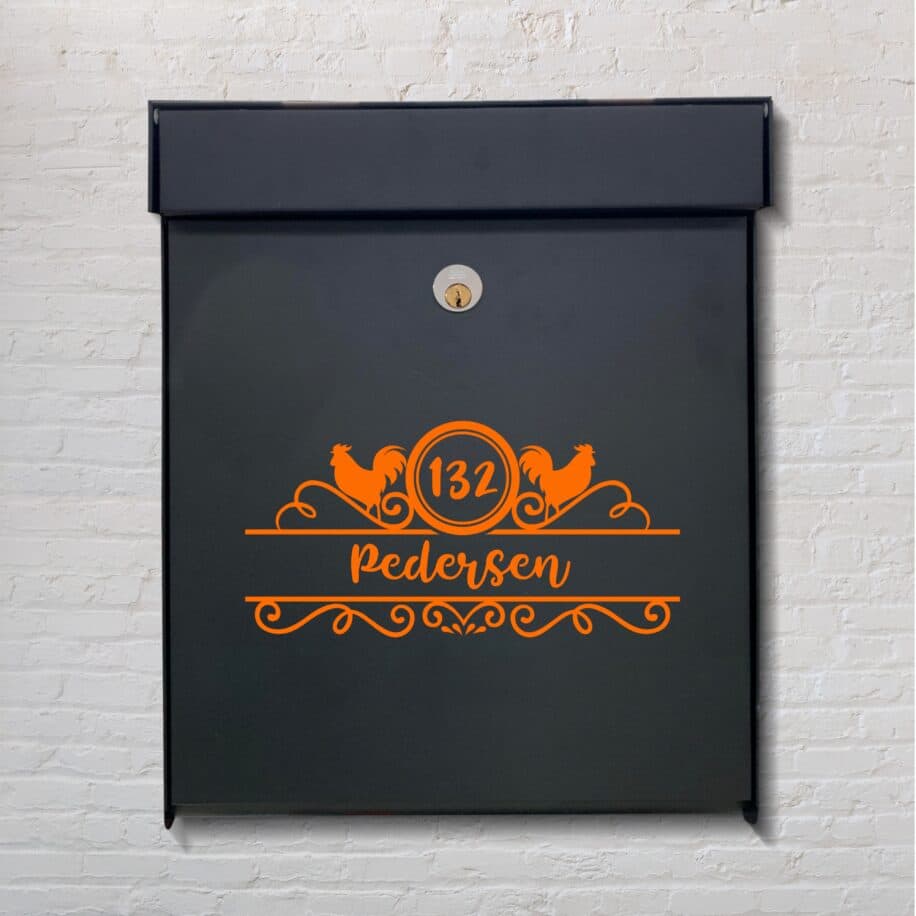 postkassesticker landet høns postkasse postkasseklistermærke navne farve orange