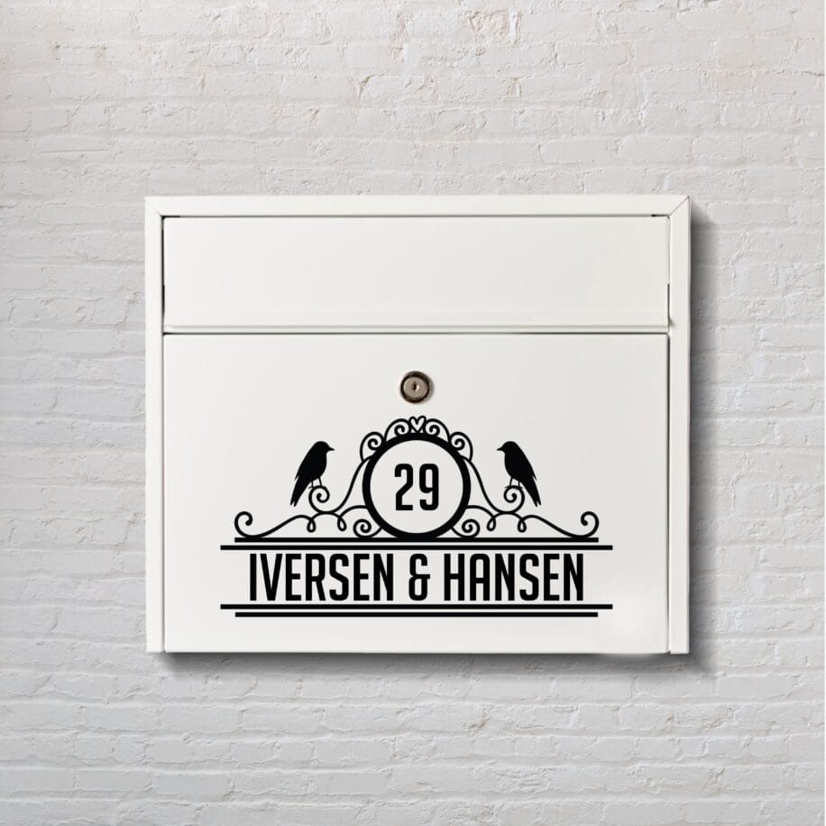 Postkassesticker: Florlet postkasse, sofistikeret med fine detaljer